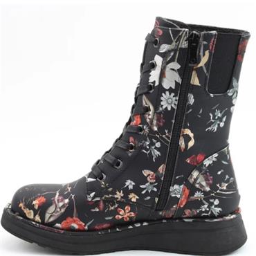 HEAVENLY FEET WOMENS ZIP LACE ANKLE BOOT - BLACK FANTASY